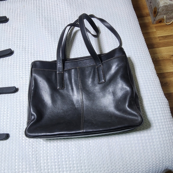 COACH EUC 5209 BLACK HAMPTON LEATHER PADDED LAPTOP BUSINESS TOTE BAG - Picture 2 of 12